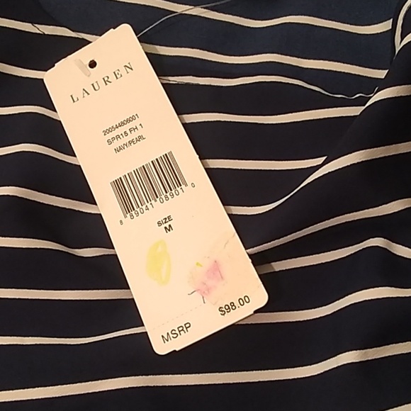 Ralph Lauren navy/white stripe blouse. NWT⚠️FIRM⚠️ - Picture 5 of 5